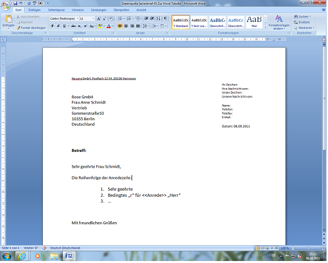 Briefvorlage Din 5008 Docx